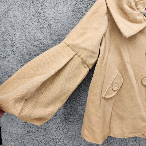 Buffalo David Bitton Women's Large Beige Swing Coat Button Front 3/4 Bell Sleeve - Picture 8 of 12